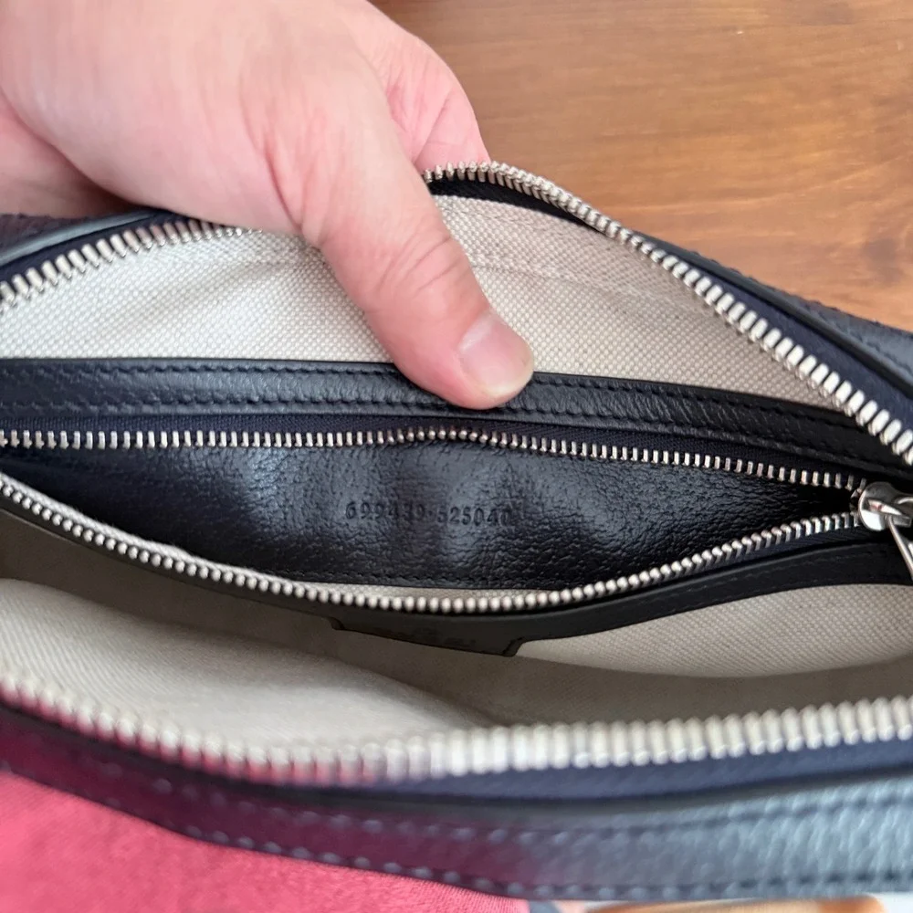 Gucci‎ Ophidia GG Supreme Messenger Bag Navy Blue Black Canvas 598103